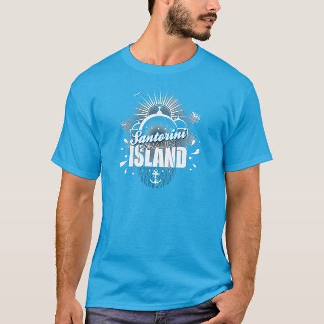 Camiseta Design da ilha do paraíso de Santorini (Frente)