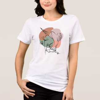 Camiseta Design da Natureza de Linha Minimalista e de Aquar