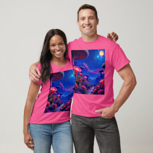 Camiseta Design da Noite de Cogumelos Encantada