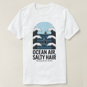 Camiseta Design da Onda de Navegação por Cabelo Salgado do