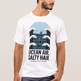 Camiseta Design da Onda de Navegação por Cabelo Salgado do 