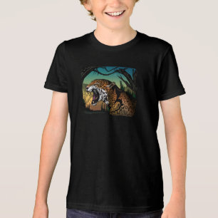Camiseta Design da Selva com Jaguar Rosnando – Verde Azulad