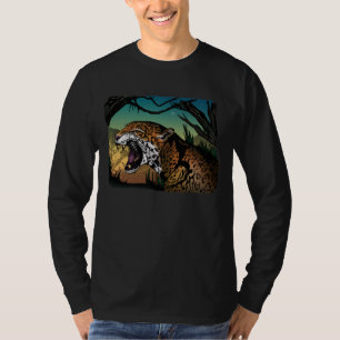 Camiseta Design da Selva com Jaguar Rosnando – Verde Azulad