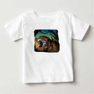 Camiseta Design da Selva com Onça Rugindo – Verde Azulado d