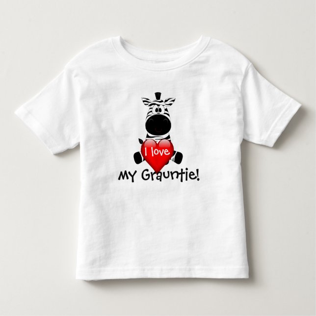 Camiseta Design da zebra com "eu amo meu grauntie " (Frente)