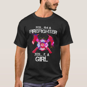 Camiseta Design das mulheres Sim Sou uma Bombeiro Orgulhosa