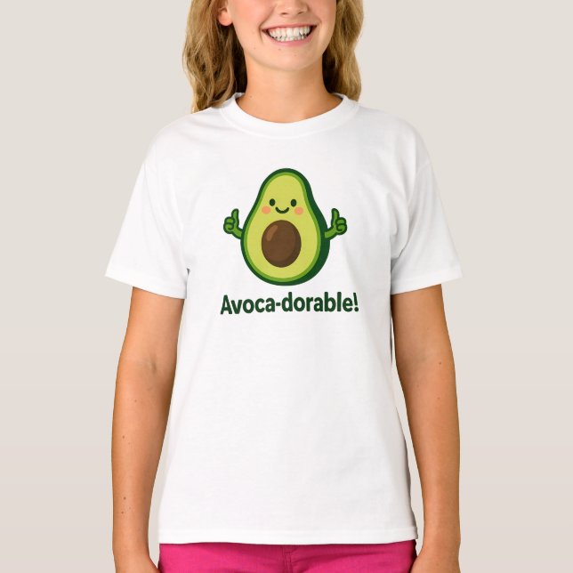 Camiseta Design de Abacate Verde Fofo Adorável (Frente)