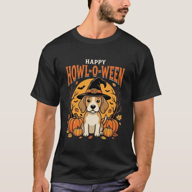 Camiseta Design de abóbora de cachorro Beagle Halloween How (Frente)