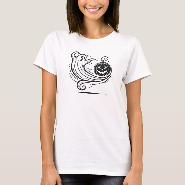 Camiseta Design de abóbora-fantasma (Frente)