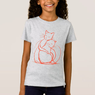 Camiseta Design de Abraço de Gato Minimalista - Adorável Am