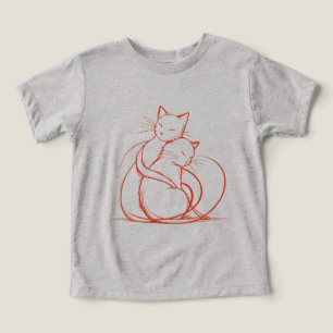 Camiseta Design de Abraço de Gato Minimalista - Adorável Am