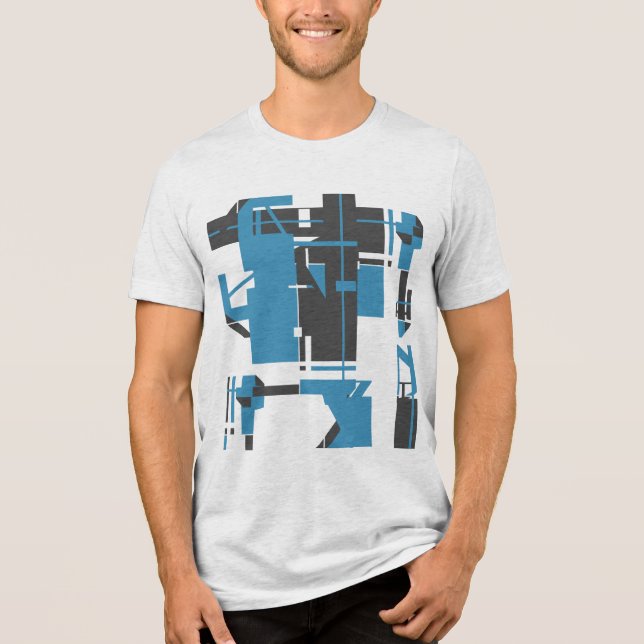 Camiseta Design de Abstrato Geométrico do Carvão Turquesa (Frente)