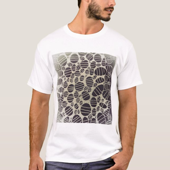 Camiseta Design de abstrato preto e branco redondo (Frente)