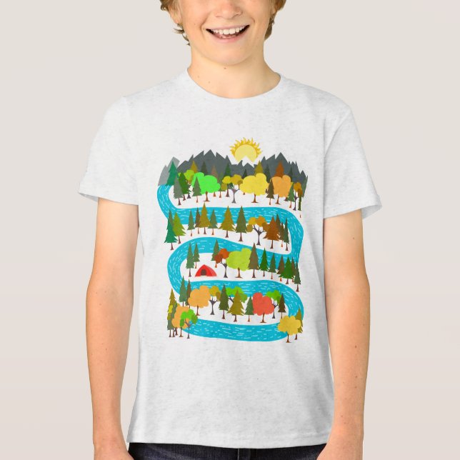 Camiseta Design de Acampamento à Beira de Rio (Frente)