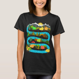 Camiseta Design de Acampamento à Beira do Rio