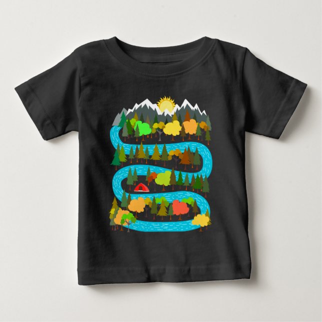 Camiseta Design de Acampamento à Beira do Rio (Frente)