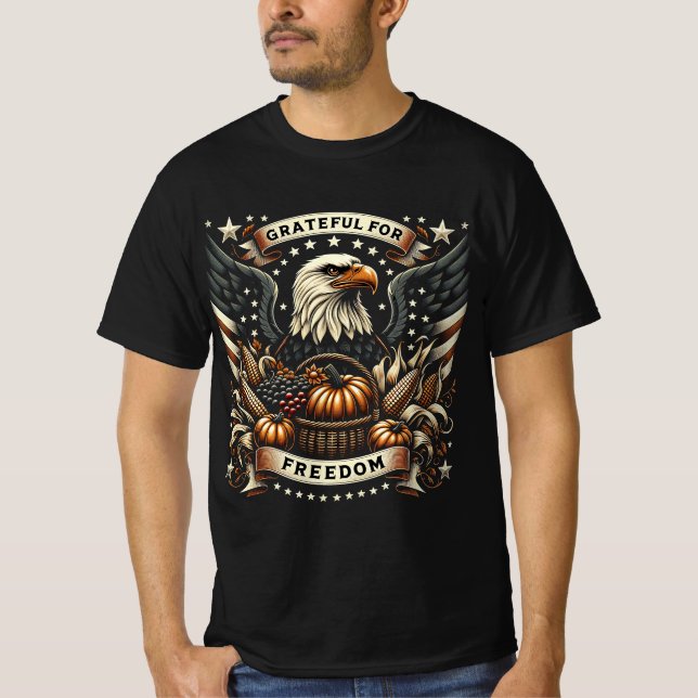 Camiseta Design de Ação de Graças Patriótica (Frente)