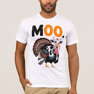 Camiseta Design de Ação de Graças peru Moo engraçado