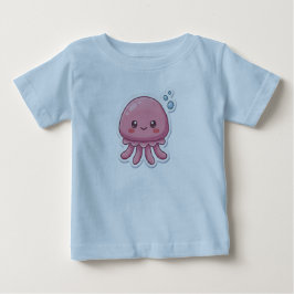 Camiseta Design de Adesivo de Água-viva Rosa Kawaii Fofa -