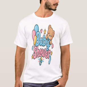 Camiseta Design de Adesivo de Chá de Bebê Fofo com Urso Ted