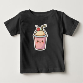Camiseta Design de Adesivo de Milkshake Rosa Kawaii Fofo -