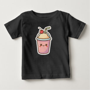 Camiseta Design de Adesivo de Milkshake Rosa Kawaii Fofo - 