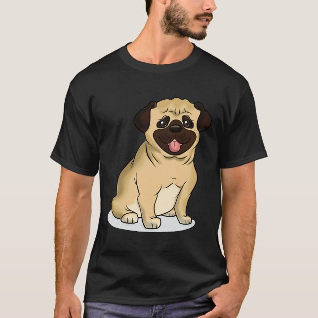 Camiseta Design de Adesivo Pug Fofo Clássico 832 (Frente)