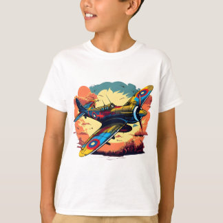 Camiseta Design de Aeronave de Combate Vintage