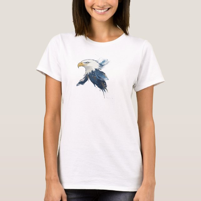 Camiseta Design de Águia Abstrata Marinho Clássico (Frente)