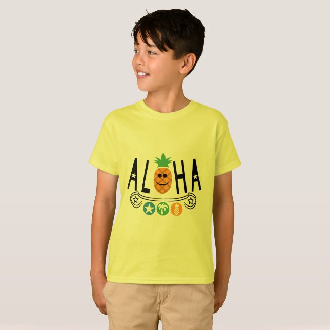 Camiseta Design de Aloha Pineapple - Kids' HanGLESS® T-Sh (Frente Completa)