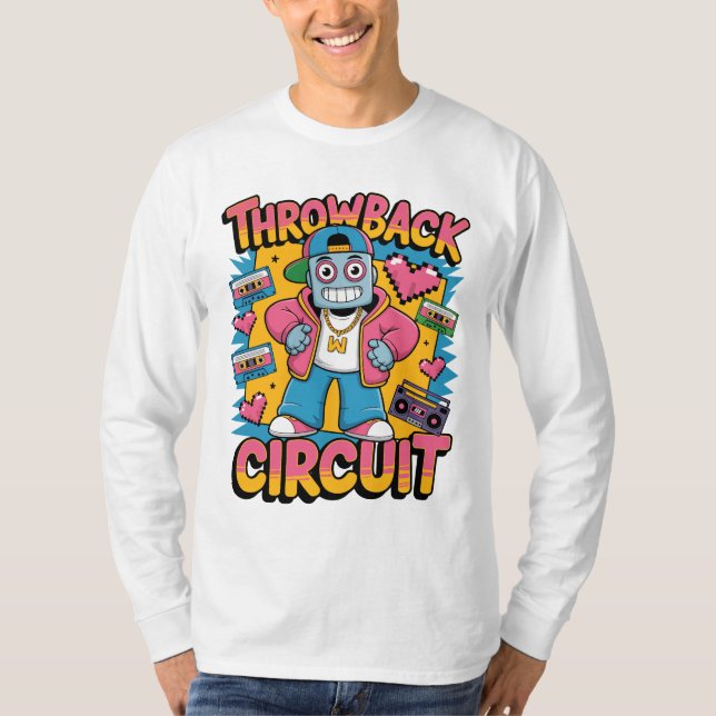 Camiseta Design de alto salto do robô retromotor dos anos 9 (Frente)
