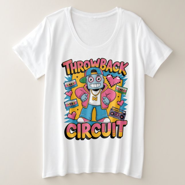 Camiseta Design de alto salto do robô retromotor dos anos 9 (Frente do Design)