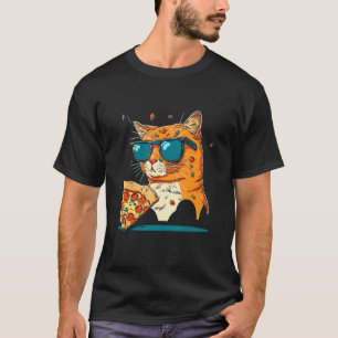 Camiseta Design de Amante de Gato de Pizza Comida Rápida Am