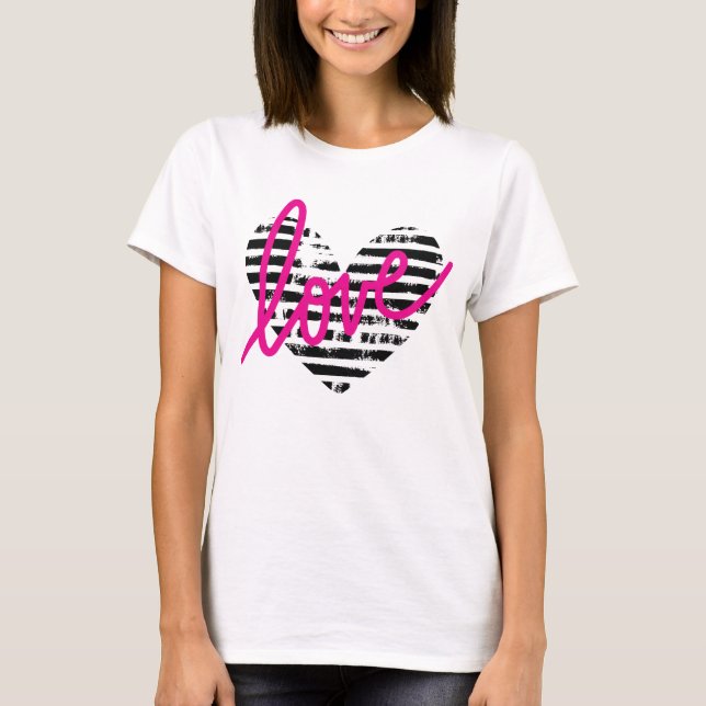 Camiseta Design de Amor com Coração Striped (Frente)