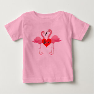 Camiseta Design de Amor Flamingo Rosa - Baby Fine Jersey T-