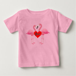 Camiseta Design de Amor Flamingo Rosa - Baby Fine Jersey T-
