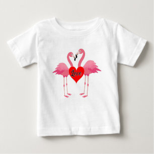 Camiseta Design de Amor Flamingo Rosa - Baby Fine Jersey T-
