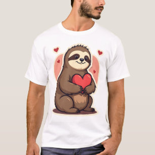 Camiseta Design de Amor Retrô Fofo de Preguiça Vintage 2