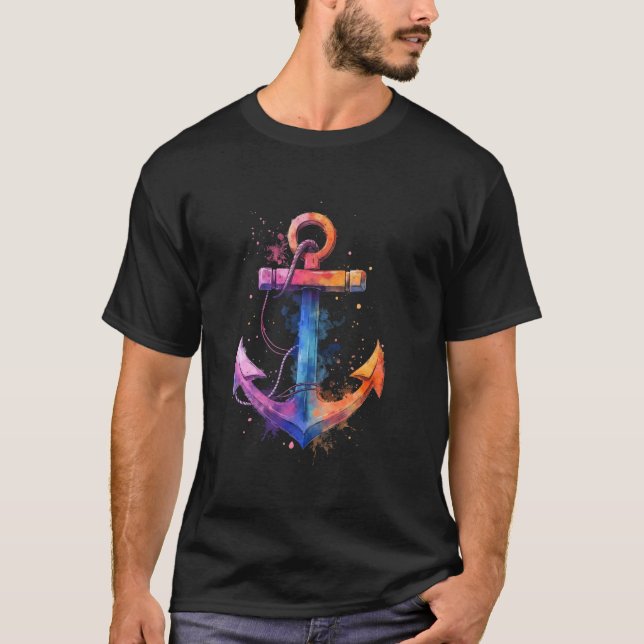 Camiseta design de âncora colorido (Frente)