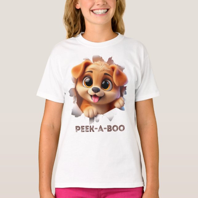Camiseta Design de animais de estimação estilo Peek-A-boo 3 (Frente)