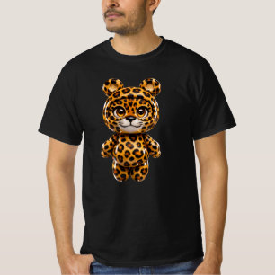 Camiseta Design de Animal de Brinquedo Fofo Kawaii Leopardo