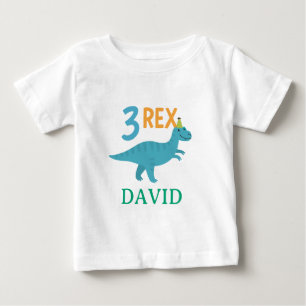 Camiseta Design de Aniversário de 3 Rex Dinossauro