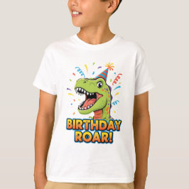 Camiseta Design de Aniversário Rugido Dinossauro Fofo Festa