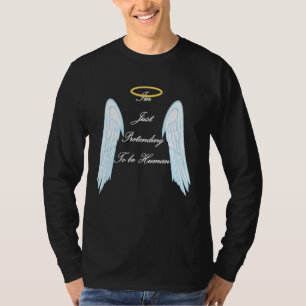 Camiseta Design de anjo engraçado com asas legal e halo