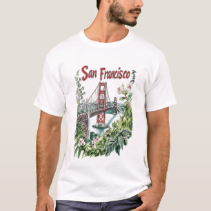 Camiseta Design de Aquarela da ponte de Ouro San Francisco