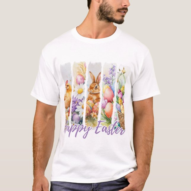 Camiseta Design de Aquarela de felz pascoa (Frente)