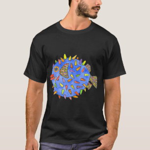 Camiseta Design de Aquarela de Peixe Baiacu Azul