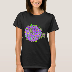 Camiseta Design de Aquarela de Peixe-Porca Roxo