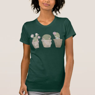 Camiseta Design de Aquarela Trio de Cactus Sorridente