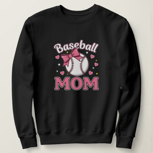 Camiseta Design de Arco Rosa Fofo de Mãe de Beisebol (Frente do Design)